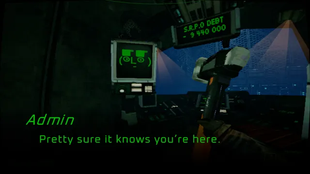 Salvage Protocol screenshot: the player's power glove raised over a station built above glowing red lava, with prompts to vacuum and charge a punch