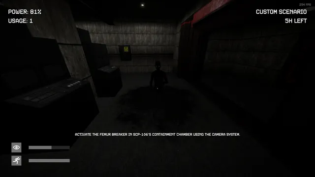 SCP: Observer: a dark control room camera with an objective to activate the femur breaker