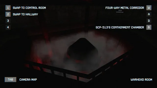 SCP: Observer: the camera view of SCP-513's containment chamber filled with red mist