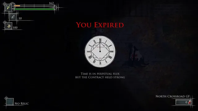 The death screen: You Expired, over a clock face