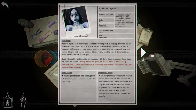 A patient file for Winston Wyatt with his photo, background and government notes