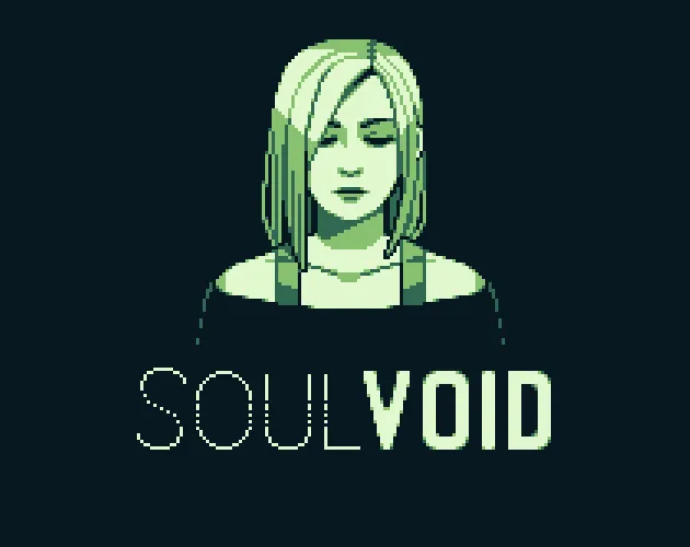 Soul Void cover: a green pixel portrait of a woman with closed eyes above the title Soul Void