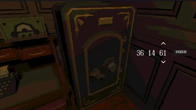 Subversive Memories screenshot: a close view of a safe with a three-number combination dial being entered