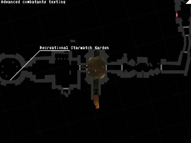 Teleglitch screenshot: the map showing rooms and a Recreational Starwatch Garden