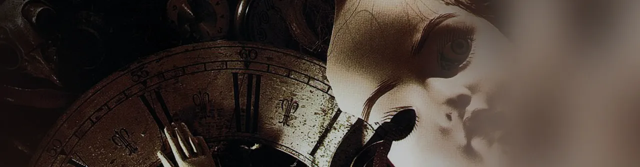 The 11th Hour key art: a worn clock face with roman numerals beside the cracked porcelain face of a doll staring out of the dark