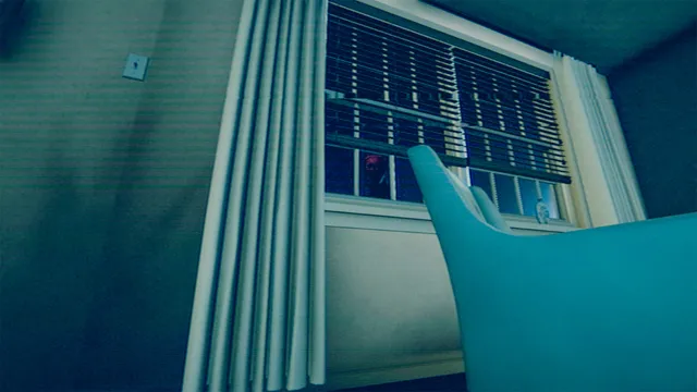 The Boiled One screenshot: a red shape behind the blinds of a bedroom window at night