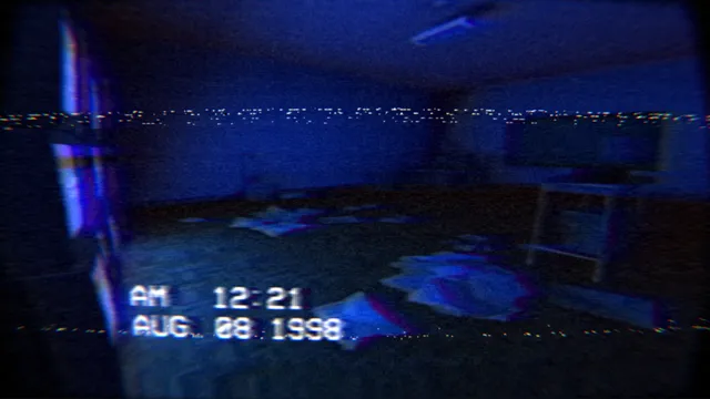 The Building 71 Incident screenshot: a room lit deep blue with sheets on the floor, stamped AM 12:21