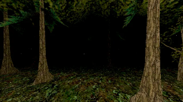The Butterfly screenshot: dark pine woods at night
