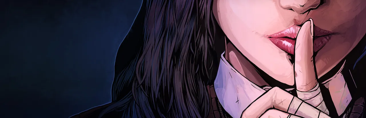 The Coma: Recut key art: a girl in a school uniform holds a bandaged finger to her lips