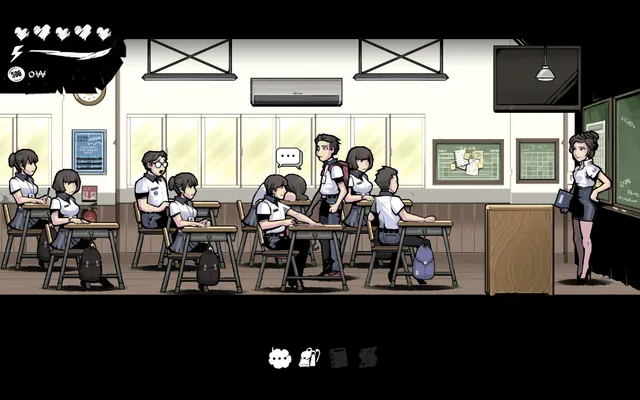 The Coma: Recut screenshot: the killer lunges with a bloody blade at Youngho in a dark school corridor
