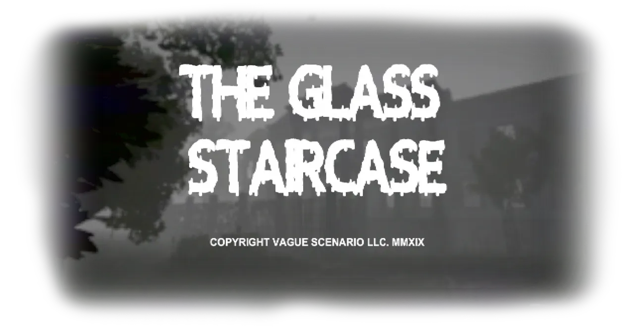The Glass Staircase screenshot: bloodied bodies wrapped in cloth hang upside down in a grim tiled room