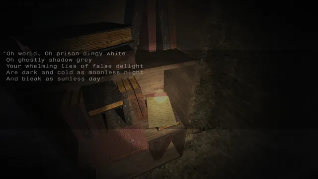 Lines of a poem appear as narration over a candlelit bookshelf with a handwritten page
