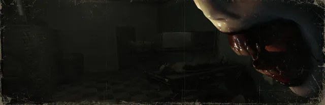 The Mortuary Assistant key art: a close-up of a pale, rotting face with a bloody open mouth in a dark room