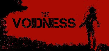 The Voidness Steam header: the title in black over red, beside the silhouette of a figure in a space suit