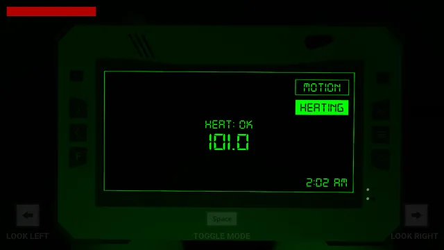 The sensor switched to heating mode, reading Heat OK 101.0 at 2:02 AM