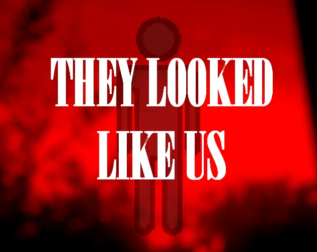 They Looked Like Us cover art: the title in white over a dark red figure of a person