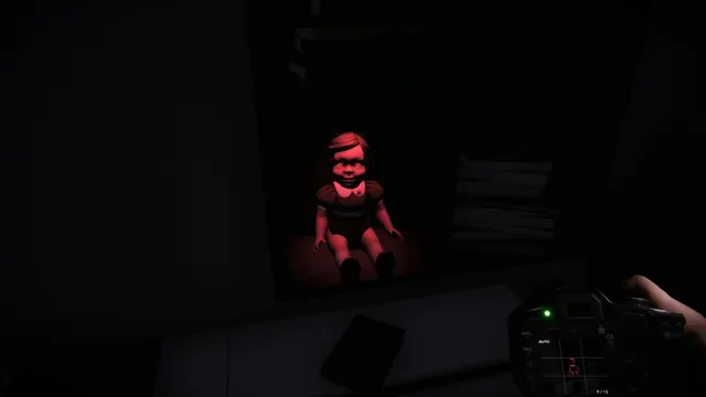This is a Ghost screenshot: a doll lit red seen through a camera in the dark