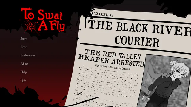 The title menu beside a newspaper front page: The Red Valley Reaper Arrested