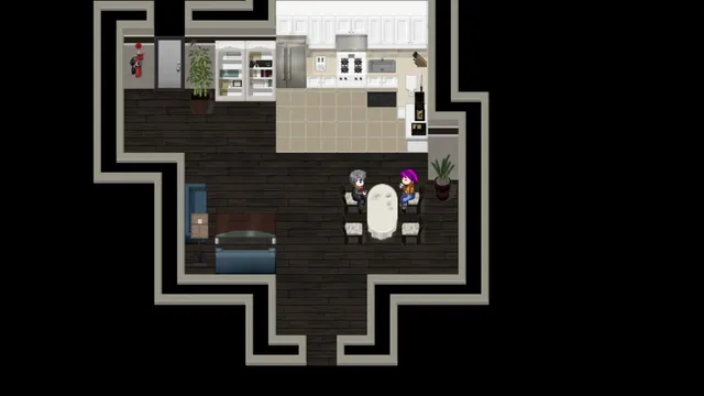 Mike and his wife at the dining table in their dark home, seen from above