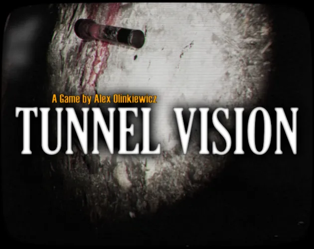 Tunnel Vision cover: a flashlight beam on a rock wall with a smear of blood, under the title Tunnel Vision