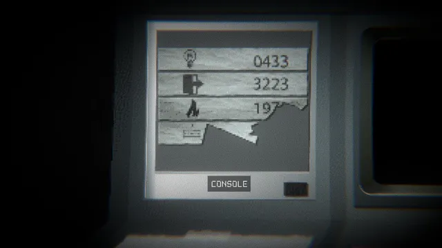 VESSELS screenshot: a console panel showing codes 0433 and 3223 beside symbols, the bottom torn away