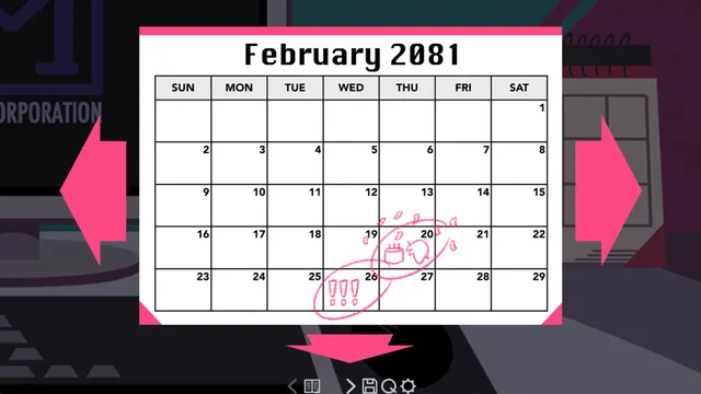 A February 2081 calendar with a date circled in red and exclamation marks scribbled underneath