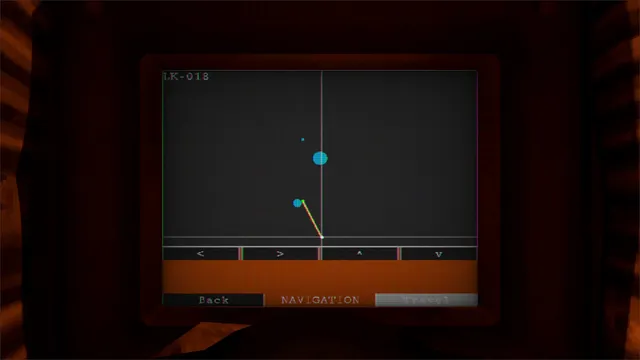 The navigation screen with a simple star map of a system and a travel button