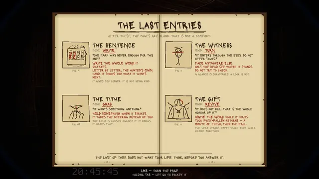 A ritual book open at The Last Entries, with sketches and rules for the banishing