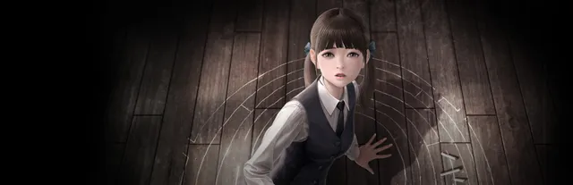 White Day key art: a frightened schoolgirl on a cracked wooden floor