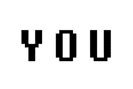 Y O U cover: the title in large black pixel letters on white