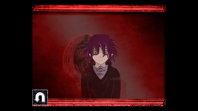 Zelle screenshot: a pale dark-haired boy in front of a blood-red background