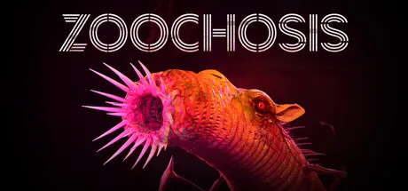 Zoochosis store art: a mutated giraffe-like head with a spiked tube for a mouth, under the title